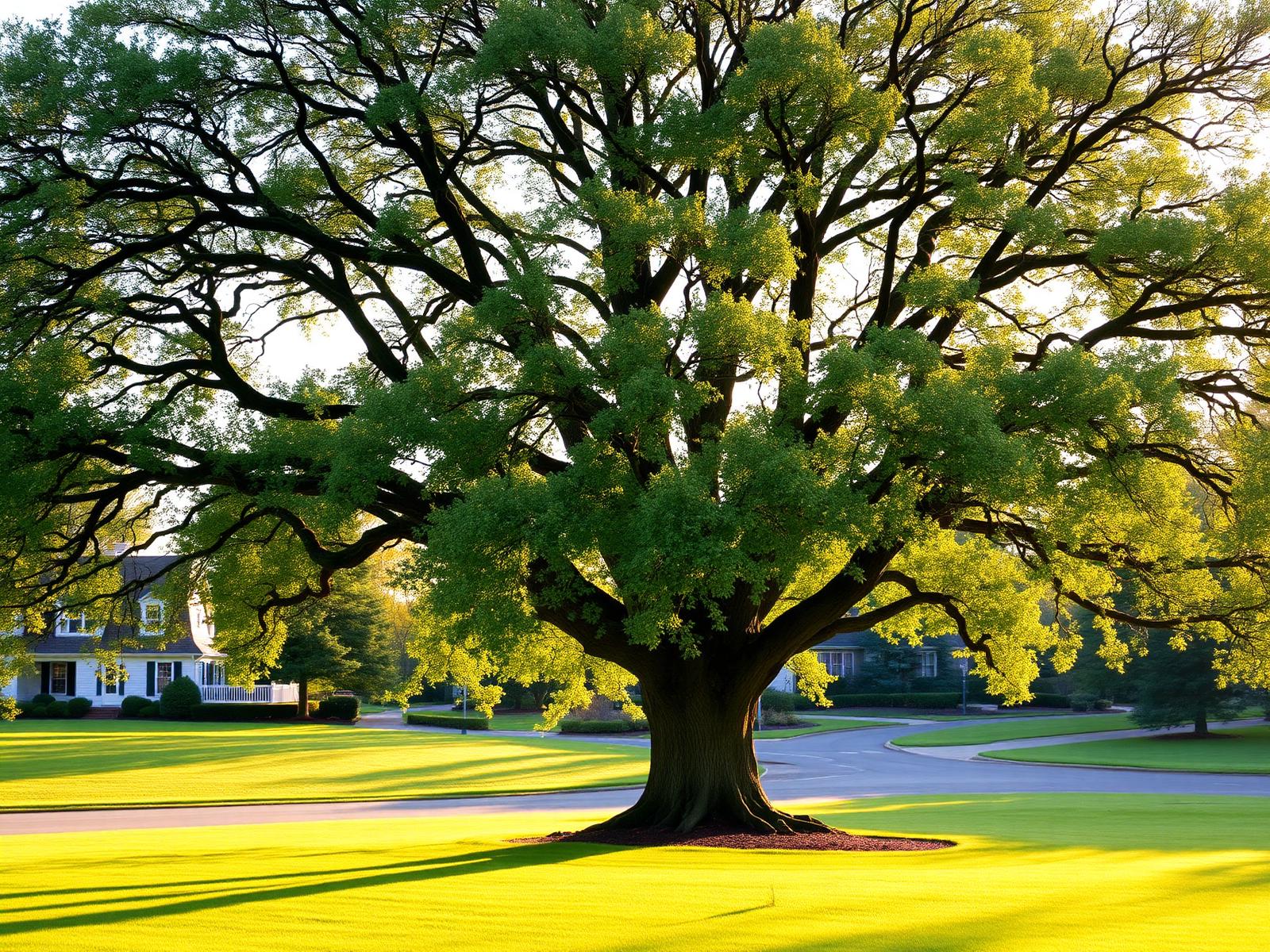 Mature oak tree on a residential property in Delaware County