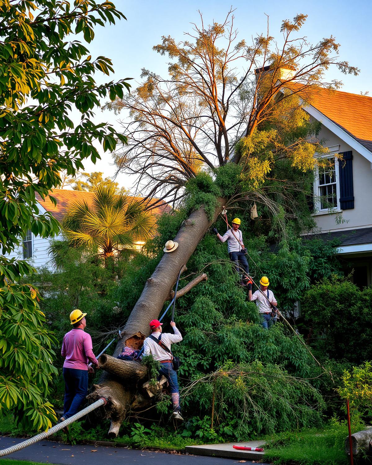 Storm damage tree removal from a home